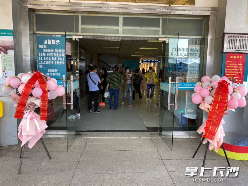一個叫“湖北·武漢”的將一對“氣球花”送到湘雅三醫(yī)院門診辦入口處,。