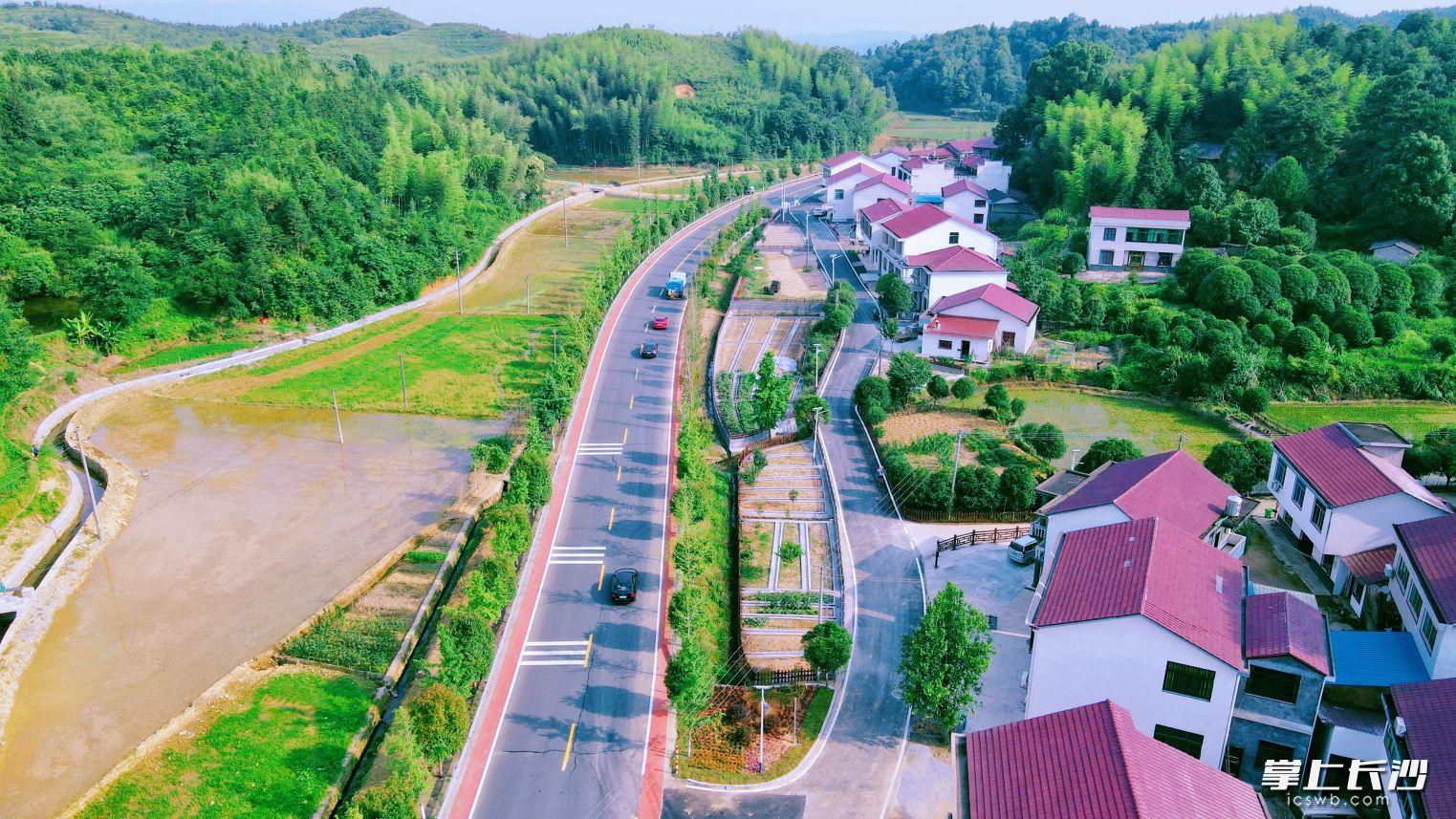 荷文公路提質(zhì)改造后,，更顯“最美鄉(xiāng)村公路”的顏值和氣質(zhì)。圖為澄潭江鎮(zhèn)荊坪村蘆花屋場路段,。長沙晚報(bào)通訊員 黎超 攝
