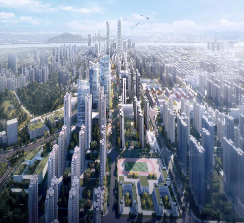 觀沙嶺城市更新片區(qū)規(guī)劃效果圖。