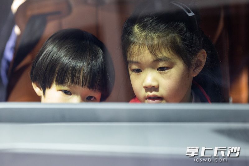 萌娃在湖南車展上體驗(yàn)車輛的副駕駛娛樂屏功能,。  均為長沙晚報(bào)全媒體記者董陽攝