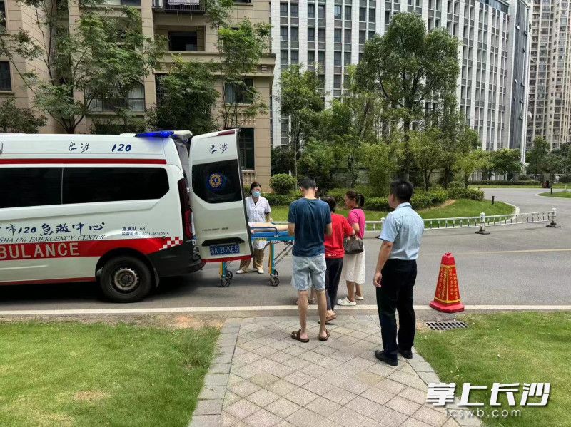 女業(yè)主被送上救護(hù)車,。