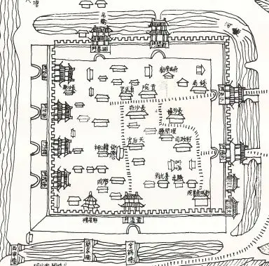 清乾隆《長沙府志》“府城圖”（局部）上,，東南角城頭標(biāo)有天心,、文昌二閣。圖片來源：微天心