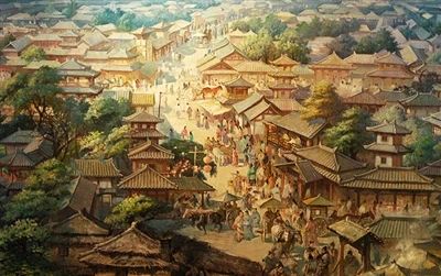 宋代潭州的繁華街景（設(shè)計(jì)插圖）。圖片來源：中國城市報(bào)
