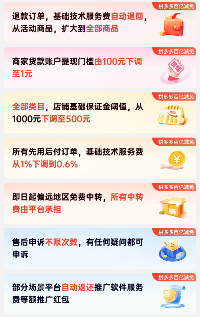 最近,，拼多多“百億減免”系列舉措相繼落地，全方位促進(jìn)商家提質(zhì)增效,。