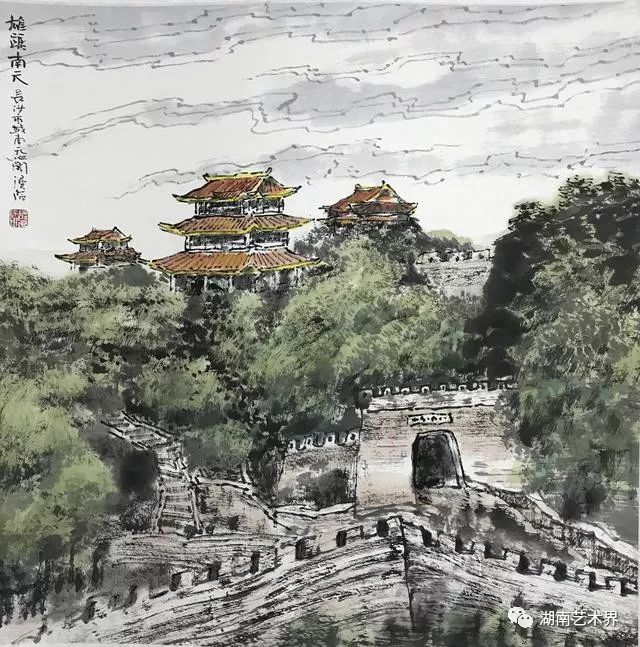 畫家潯陌筆下的天心閣,。圖片來源：湖南藝術(shù)界微信公眾號