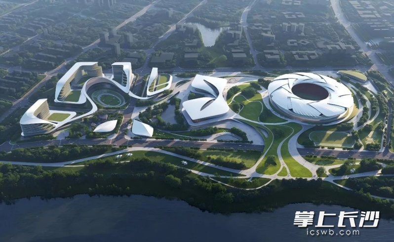 長(zhǎng)沙奧體中心項(xiàng)目效果圖,。  均為哈工大建筑設(shè)計(jì)研究院有限公司提供