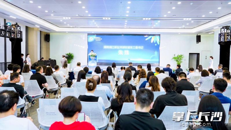 洋湖街道黨工委書記朱珠致辭,，邀請更多企業(yè)入駐洋湖商圈。