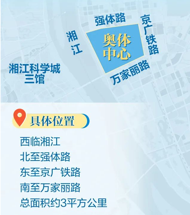 長沙奧體中心選址情況,。 圖片均來自于“湖南省人民政府網(wǎng)”微信公眾號
