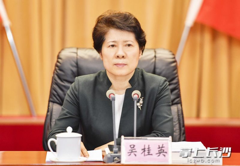 會上,，省委常委,、市委書記吳桂英講話。長沙晚報全媒體記者 余劭劼 攝
