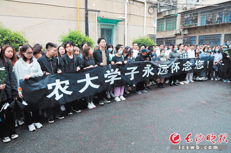 人們自發(fā)前往湖南雜交水稻研究中心吊唁。長(zhǎng)沙晚報(bào)全媒體記者 黃啟晴 攝