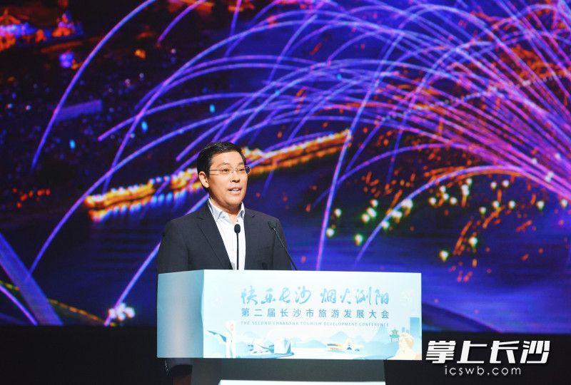 瀏陽市委常委,、宣傳部部長李愛民推介瀏陽文旅,。長沙晚報全媒體記者 鄒麟 攝