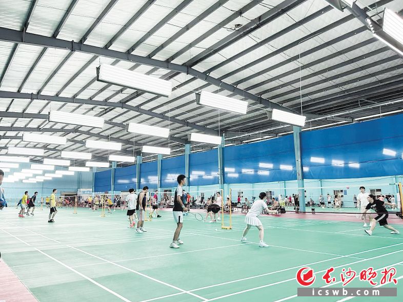 長沙市某家羽毛球館內(nèi),，市民們正在打球,。均為長沙晚報全媒體及記者 陳星源 實習(xí)生 施穎玥 攝