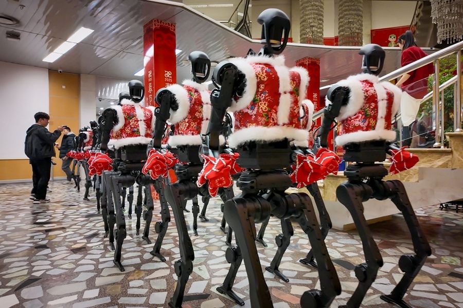 2025年1月28日,，杭州宇樹科技人形機(jī)器人在2025年央視春晚后臺,。新華社發(fā)