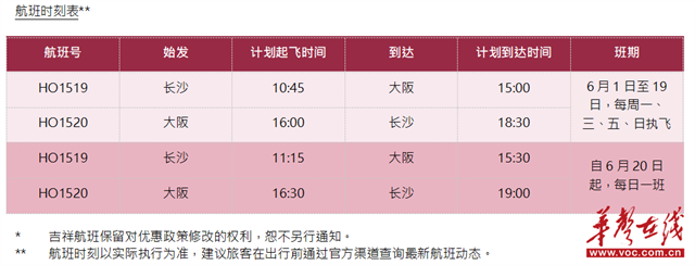The flight schedule. (Photo provided by the Juneyao Airlines)